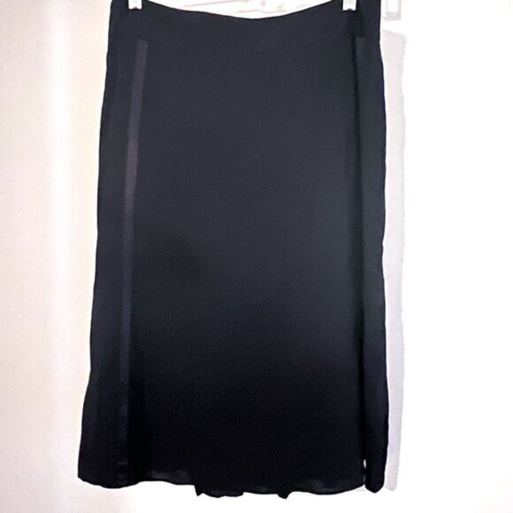 Theory Rima Charm Black Pleated Midi Skirt Bow Silk Viscose Party Workwear Sz 10 - Picture 6 of 12